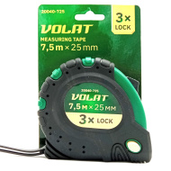 Рулетка 7,5м/25мм обрезиненный корпус (3 мех. фиксации, 2-х стор. шкала нанесения) [ВОЛАТ]