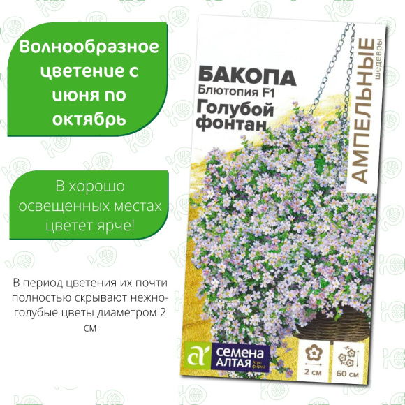 Бакопа Блютопия Голубой фонтан [Семена алтая] купить с доставкой