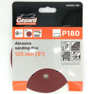 Шлифлист 125мм круг Р180 для дерева 8 отверстий 5шт. [GEPARD]