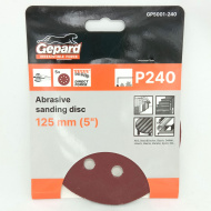 Шлифлист 125мм круг Р240 для дерева 8 отверстий 5шт. [GEPARD]