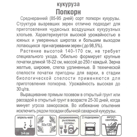 Кукуруза Попкорн [Сибирский сад] купить с доставкой