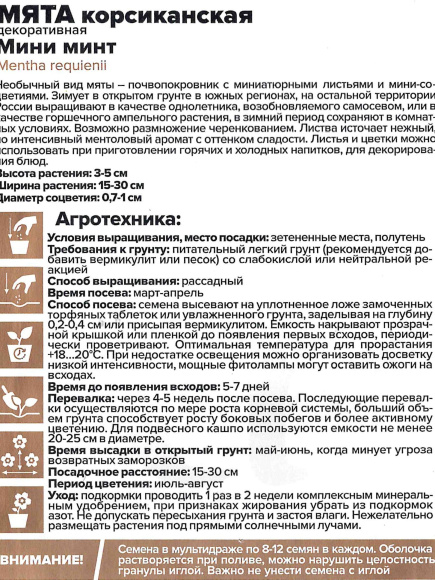 Мята Мини минт декоративная корсиканская [Семена алтая] купить с доставкой
