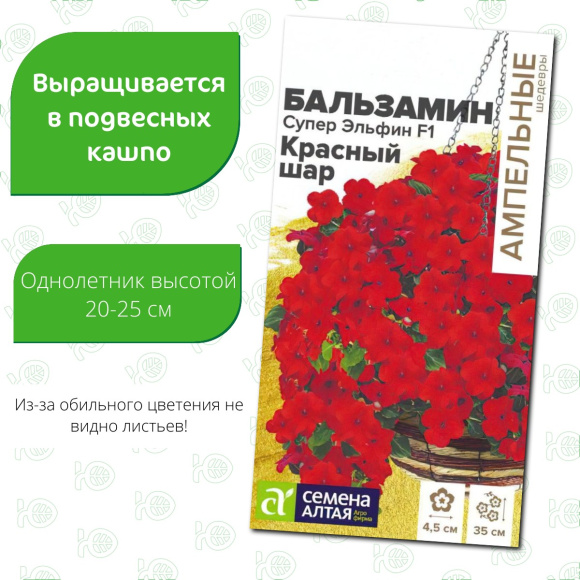 Бальзамин Супер Эльфин Красный шар [Семена алтая] купить с доставкой