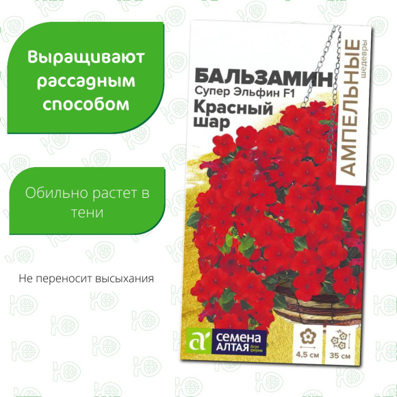 Бальзамин Супер Эльфин Красный шар [Семена алтая] купить с доставкой