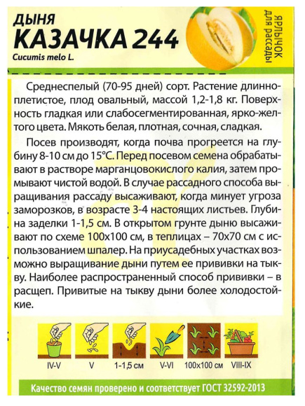 Дыня Казачка 244 [Семена алтая] купить с доставкой