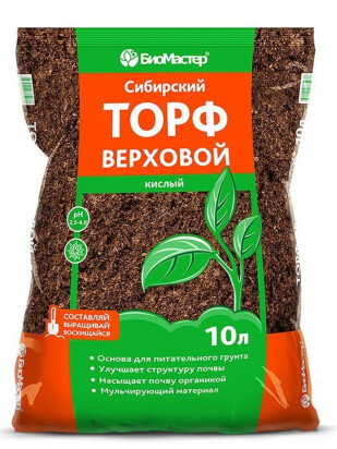 Торф кислый верховой 10 л [БиоМастер]