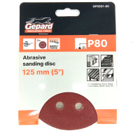 Шлифлист 125мм круг Р80 для дерева 8 отверстий 5шт. [GEPARD]