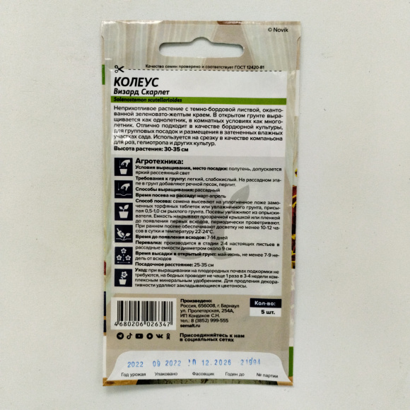 Колеус Визард Скарлет [Семена алтая] купить с доставкой