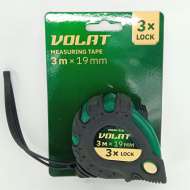 Рулетка 3м/19мм обрезиненный корпус (3 мех. фиксации, ABS+TPR) [ВОЛАТ]
